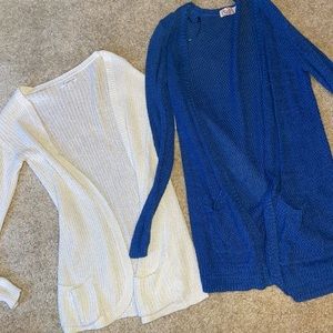 Blue AND white cardigans